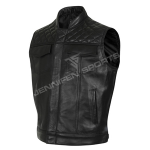 Chaleco de Moda para Hombre Talla Grande, Diseño Único, Chaleco de Cuero Negro sin Mangas, Chaleco de Motocicleta con Calefacción para Invierno, Bolsillos Delanteros - Product Image 2
