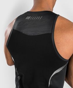 Camiseta sin mangas transpirable de algodón y fibra de bambú con logo personalizado para hombre, ideal para gimnasio, culturismo y deporte, con bloques de color y cuello redondo. - Product Image 2