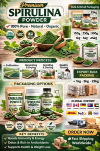 Extrait d'herbes de spiruline biologique certifié USDA UE, qualité alimentaire, en poudre, conditionné en bouteille ou en fût - Product Image 6