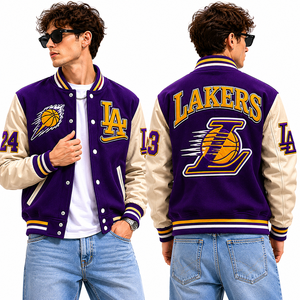 Premium Varsity <b>Jacket</b> Custom Embroidery Front Back Team Logo Wool Body Leather Sleeves Wholesale <b>Baseball</b> Fashion Unisex OEM XL - Product Image 3