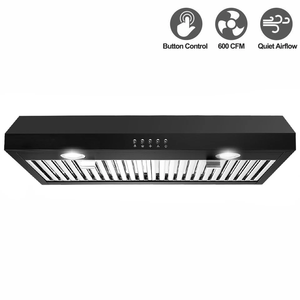 เครื่องดูดควันในครัวแบบติดตั้งใต้ตู้ รุ่น 30 นิ้ว 600 CFM 3 ระดับความเร็ว สีดำ พร้อมไฟ LED - Product Image 4