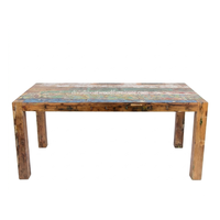 Table à manger DIVADI style Melanie, modèle de pieds KD, en bois de bateau recyclé, design durable, écologique, pliable, pour intérieur et extérieur