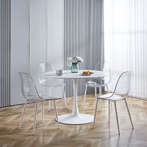 Set di 4 Sedie da Pranzo con Gambe in Metallo e Sedute in Plastica - Product Image 4