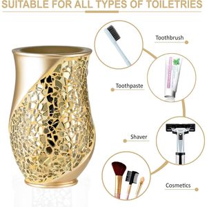 Juego de 4 Accesorios Modernos para Baño, Dispensador de Jabón, Vaso, Portacepillos y Jabonera en Color Dorado Champán - Product Image 4