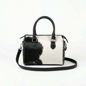 Sac de voyage de luxe en cuir véritable noir et blanc, grande capacité, pour le sport et les week-ends, avec poignée, modèle Mini Speedy, vente en gros - Product Image 1
