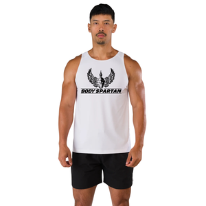 Men's White Athletic Workout Tank <b>Top</b> Quick Dry Breathable Sleeveless Training Shirt for Gym Running and Fitness - Product Image 2