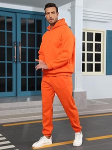 Conjunto Deportivo Personalizado para Hombre, Servicio OEM, Sudadera con Capucha y Pantalones Jogger de Color Sólido, Ropa Deportiva de Felpa, Transpirable, de Secado Rápido, Holgado - Product Image 3