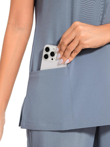 OEM Customized Work wear Comfortable Uniform Breathable Scrub Suits Women's V-Neck Medical Scrubs Nylon Spandex Hospital - Product Image 5