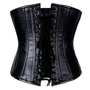Women's Goth <b>Punk</b> Plus-Size Zipper Leather Lace Corset Shapewear Hip Enhancer Satin Fabric Quick Dry Firm Control Seamless - Product Image 2