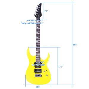 Chitarra Acustica Elettrica 170 per Principianti con Pickup HSH, Borsa Gialla, Tracolla, Paddle, Cavo, Chiave per Dadi e Attrezzi per Principianti - Product Image 6
