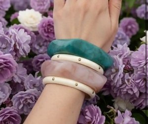 Fashion Resin <b>bangle</b> Women's <b>Jade</b> Cuff Bracelets Set Green Pink Cream Color Classic Style Fashion <b>Bangle</b> Jewelry At Best Price - Product Image 1