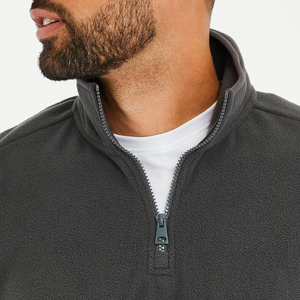 Sudadera de Forro Polar con Cierre de Cremallera de un Cuarto para Hombre, Color Gris Oscuro, Corte Regular, Estilo Casual para Otoño, Cuello Alto, Manga Larga, Transpirable - Product Image 3