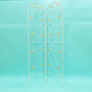 Set di 4 Tralicci da Giardino in Metallo Antiruggine Bianco Crema 220 cm x 50 cm, Supporto per Fiori da Esterno per Piante Rampicanti - Product Image 5