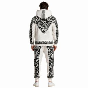 Conjunto de Sudadera con Capucha y Pantalones Deportivos Personalizados para Hombre, con Estampado de Nudo Celta, Transpirables, Ecológicos, de Forro Polar, 2 Piezas, Ropa Urbana de Invierno, Estilo Hip Hop - Product Image 3