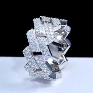 Moissanite Iced Chunky Cluster 925 Sterling Silver Rhodium Plated Diamond Wedding Hip Hop Style <b>Statement</b> Jewelry <b>for</b> Men <b>Women</b> - Product Image 5