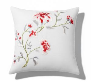 Housse de coussin carrée vintage à fleurs brodées sur mesure, 100 % coton, lavable, avec fermeture éclair, pour usage domestique, vente en gros - Product Image 4