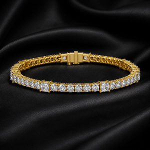 Round and Princess Cut Alternating Lab Grown Diamond Tennis <b>Bracelet</b> 14K 18K <b>Solid</b> Gold DEF VVS Diamond <b>Bracelet</b> Wedding Jewelry - Product Image 1