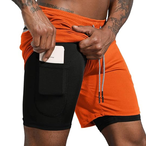 <b>Men</b> Running <b>Shorts</b> 2 In 1 <b>Compression</b> Liner Gym Workout <b>Shorts</b> With Phone Pocket Quick Dry Wholesale Supplier - Product Image 4