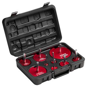 9-Piece PVC Pipe <b>Reamer</b> Kit with Carbide Includes 1/2" 3/4" 1" 1 1/4" 1 1/2" 2" 2 1/2" 3" 4" Fitting Sockets Stand-Friendly - Product Image 1