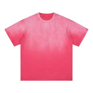 Men's Oversized <b>Pink</b> Solid Color Short Sleeve O-Neck Casual Knitted T-Shirt Regular Fit <b>Plain</b> Dyed Style - Product Image 1