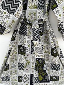 Robe longue maxi en coton imprimé patchwork pour femme, manches longues, ceinture à la taille, coupe trapèze, style bohème floral, décontractée, respirante, idéale pour l'été - Product Image 4