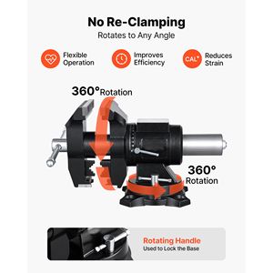 Étau d'établi robuste en fonte, mâchoires de 5,5 po, base pivotante double à 360° avec verrouillage - Product Image 4
