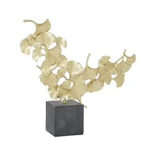 Escultura Metálica 3D Decorativa Contemporánea Hecha a Mano, Adorno Artístico para el Hogar, Decoración Moderna de Lujo para Sala de Estar, Bañada en Oro - Product Image 4
