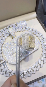 Pendentif Moissanite VVS personnalisé pour homme, en argent 925, avec lettre et nom, serti de pierres, passe le testeur de diamant, avec attache personnalisée, qualité usine - Product Image 4