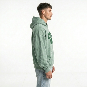 Sudadera con capucha para hombre, personalizada con apliques, de algodón grueso, estilo oversize, con lavado vintage, estilo streetwear, hombros caídos - Product Image 3