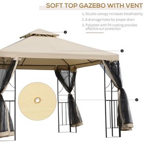 Gazebo da Giardino 3x3 Metri Resistente alle Intemperie con Ripiani, Vani Portaoggetti e Zanzariera, Tenda da Esterno con Funzionalità per Cappotti da Donna - Product Image 4