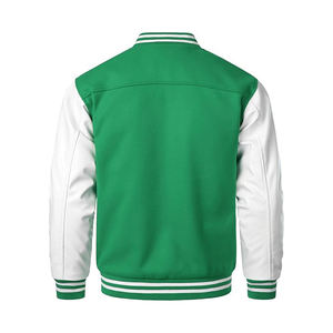 Blouson de motard style universitaire, design robuste, mélange de laine résistant, manches en cuir véritable, fermeture à boutons-pression, style motard - Product Image 4