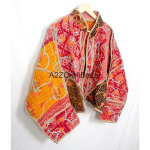 New Style Boho Indian <b>Kantha</b> Handmade Quilted Eco-Friendly Breathable Cotton <b>Jacket</b> Women's Spring Gift - Product Image 5