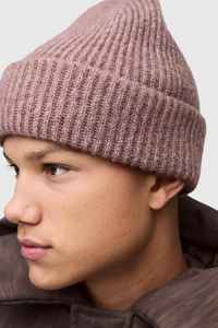 Unisex Ribbed <b>Beanie</b> Hat in Dusty Pink Color Hand Knitted Acrylic Winter Cap Casual Style for Adults 56-58CM Head Circumference - Product Image 6