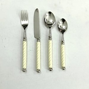 Ensemble de 3 couverts en acier inoxydable avec manches en résine, finition dorée, parfait pour la vaisselle et les ustensiles de cuisine, produits de qualité supérieure - Product Image 2