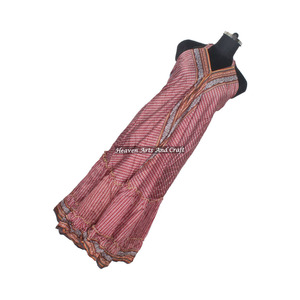Nuevo Vestido Largo de Seda Sari Vintage Hecho a Mano en India para Mujer, Diseño Bohemio, Elegante Vestido de Noche sin Mangas para Damas - Product Image 4