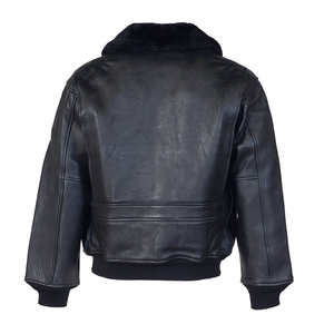 Chaqueta de Piloto para Hombre, Estilo Bomber, de Cuero Genuino y Lona, Resistente al Viento y Transpirable - Product Image 6