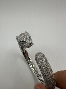 Bague Panthère en Argent Moissanite, Bijou Animal Sertie de Pierres, Luxe Hip Hop, Pour Hommes et Femmes, Cadeau Tendance - Product Image 3