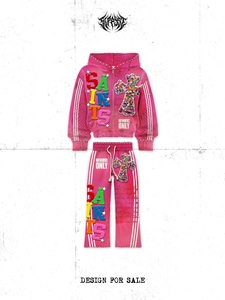 Conjunto de Sudadera con Capucha y Pantalones para Miembros de los Saints, Diseño con Cruz de Pedrería y Brillo, Ropa Urbana Unisex, Corte Holgado, Moda Primavera - Product Image 4
