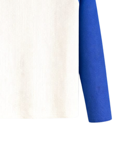 Custom Blue <b>White</b> Raglan Long Sleeve T Shirt Men Ribbed Cotton Casual Contrast Crew Neck Baseball <b>Tee</b> OEM Manufacturer Supplier - Product Image 6