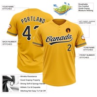 Maillot de baseball Yourteams pour hommes, manches courtes, jaune, sublimé, anti-transpiration, coupe classique, vêtements d'équipe pour adultes