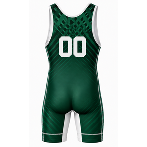 <b>Men</b> Dark Green White Sublimated <b>Wrestling</b> <b>Singlet</b> Athletic Polyester Sports Suit Match Training Apparel - Product Image 3