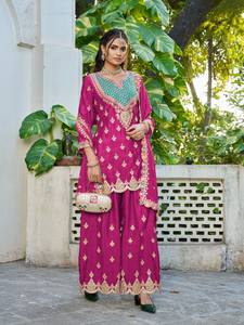 ชุดสูทพลัสโซ่เย็บสำเร็จรูปไซส์ฟรี ยี่ห้อชิโนน ประดับด้วยงานปักดิ้นดีกา สำหรับชุดอินเดีย ปากีสถาน สไตล์งานปาร์ตี้สำหรับผู้หญิง แห้งเร็ว ใส่ได้ทุกฤดู - Product Image 4