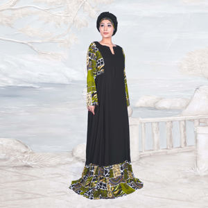 Vestido Maxi de Rayón con Paneles en Contraste, Moda Musulmana Modesta, Manga Larga, Elegante, Estilo Dubái, Kaftán, Atuendo Diario para Eid - Product Image 3