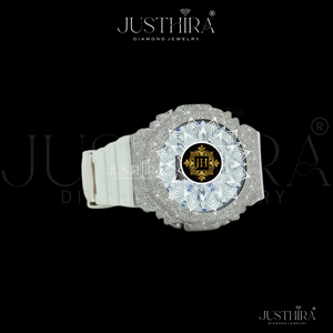 Elegante Reloj de Plata de Ley Maciza con Correa de Goma Negra para Hombre, Joyería de Moda, Estilo Hip Hop con Diamantes - Product Image 1