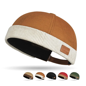 Gorros unisex sin visera, gorra Docker de pana con empalmes, gorro tipo Landlord, gorro sin ala ajustable, gorra casual estilo Hip Hop, gorra tipo Melon. - Product Image 1