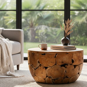 Table basse artisanale en teck rustique de luxe ARTERRA, meubles de salon, Indonésie, appartement, bois naturel, artisanat - Product Image 3