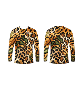 Custom Sublimated Long Sleeve T-Shirt <b>Animal</b> Print Leopard Pattern Crew Neck Performance Sports Wear Ferocious Clothing Bulk - Product Image 1