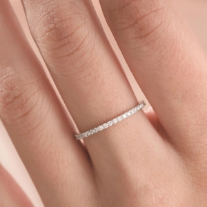 Women's Fine Jewelry 925 <b>Silver</b> IGI Certified Moissanite Full Circle <b>Eternity</b> Design Brilliant Cut Stones Engagement <b>Ring</b> - Product Image 2