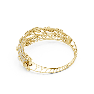 Yellow Gold Lab Grown Diamond Marquise Leaf <b>Bangle</b> <b>Bracelet</b> for Women Luxury Fine Jewelry - Product Image 3