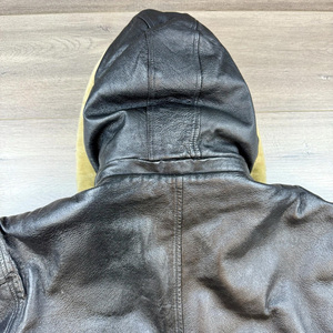 Veste en cuir pour homme de style aviateur en cuir de vachette de haute qualité, avec capuche, moderne, coupe ajustée, veste en cuir personnalisée - Product Image 6